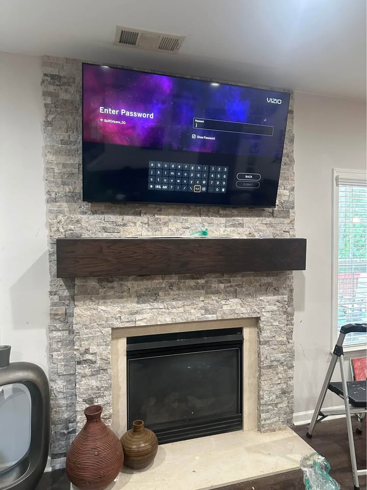 Stone Fireplace Install